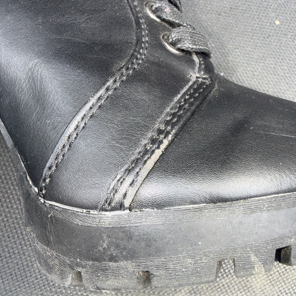 Bamboo Women's Boots 7.5 Black Lace Up Side Zip Heeled Combat Gaby - Picture 7 of 8
